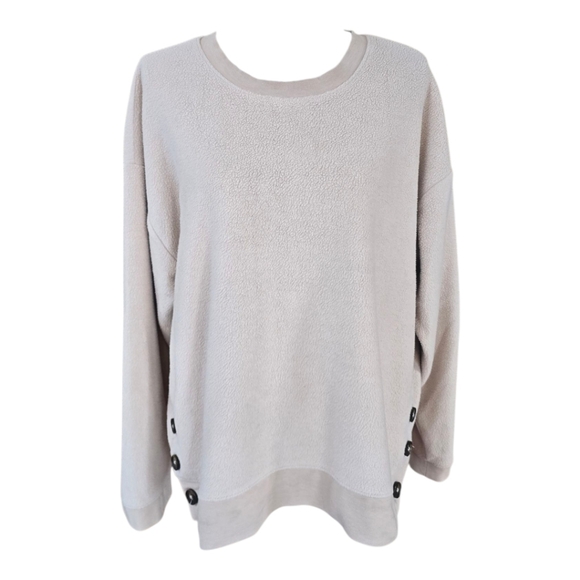 Madewell Tops - Madewell Light Tan Brushed Side Button Long Sleeve Relaxed Swestshirt L